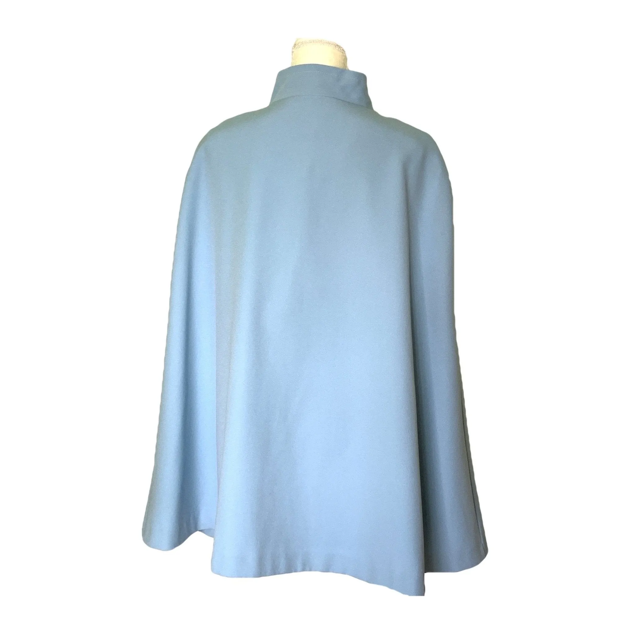 1950s Blue Cape for Montgomery Ward. Asymmetrical Poncho. Stylish Vintage Outerwear Jacket.