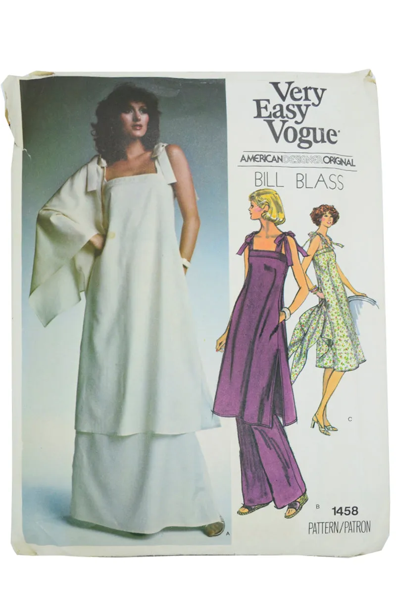 1976 Bill Blass Vogue 1458 American Designer Original Tunic Dress Pattern