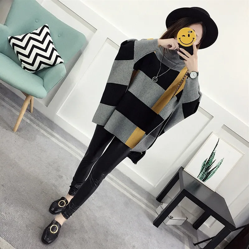 2019 Women Pullover Female Sweater Fashion Autumn Winter Plus Size Shawl Warm Casual Loose Knitted Tops