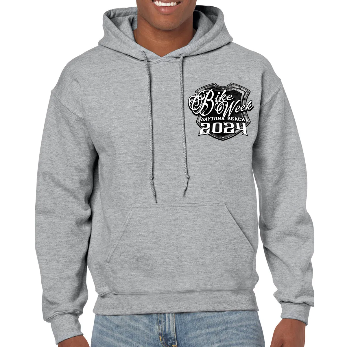 2024 Bike Week Daytona Beach Medieval Skull Shield Pullover Hoodie