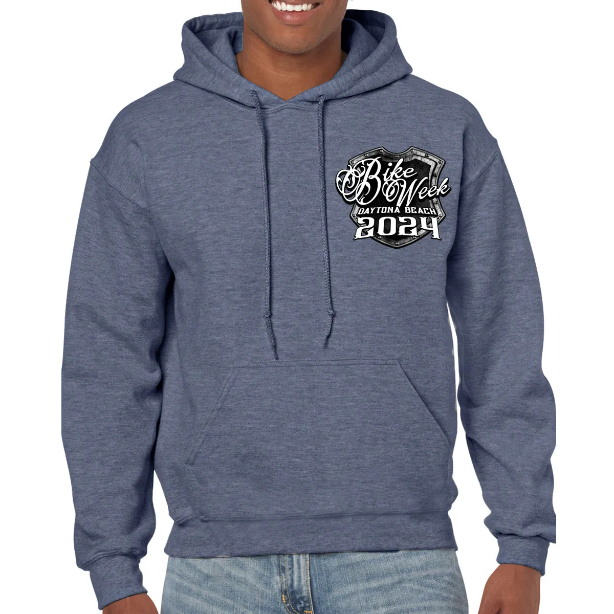 2024 Bike Week Daytona Beach Medieval Skull Shield Pullover Hoodie