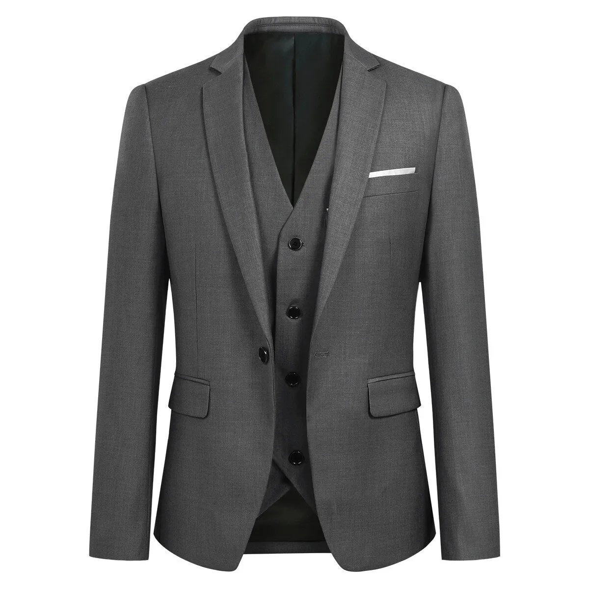 3-Piece Slim Fit One Button Fashion DimGrey Suit