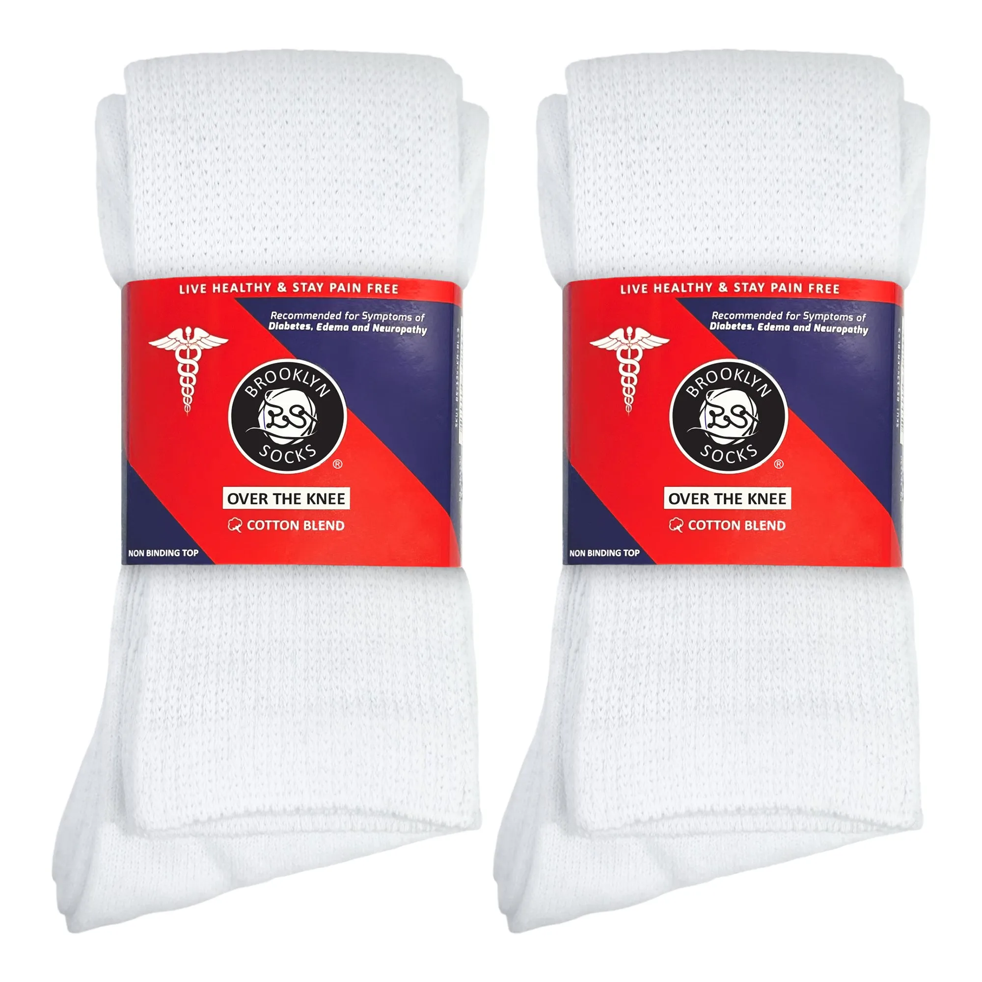 4 Pairs of Over the Knee Cotton Diabetic Non-Binding Neuropathy Socks