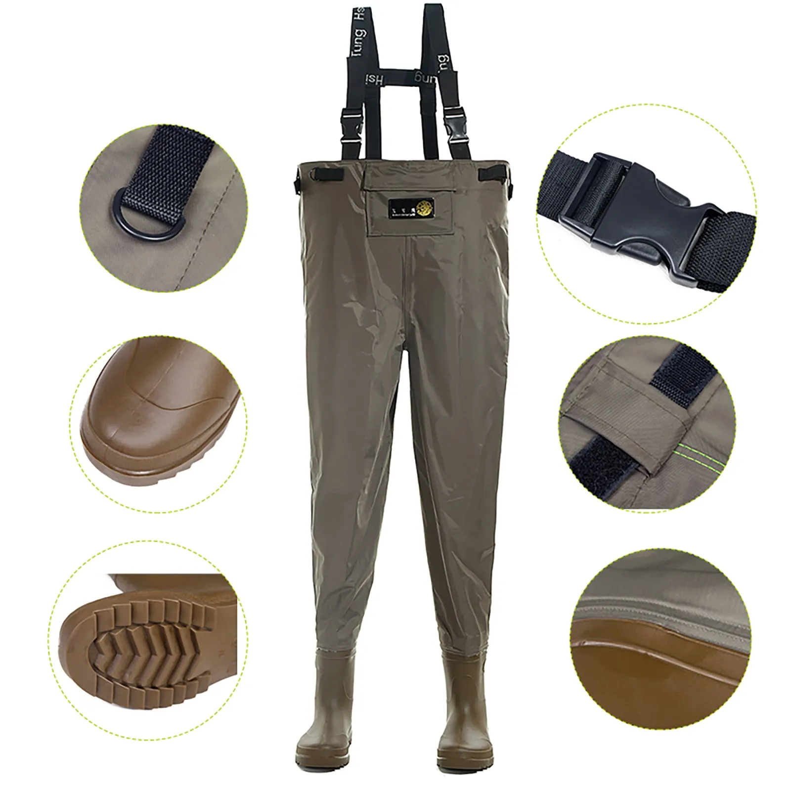 41-46# Waist High Waders 210D Nylon Stocking Foot Fishing Waders 230N