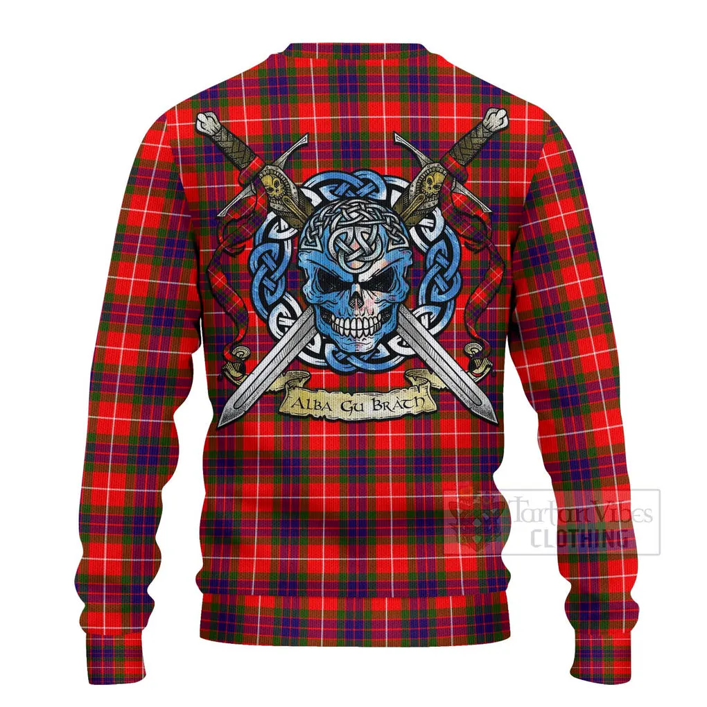 Abernethy Tartan Ugly Sweater with Family Crest Celtic Skull Style