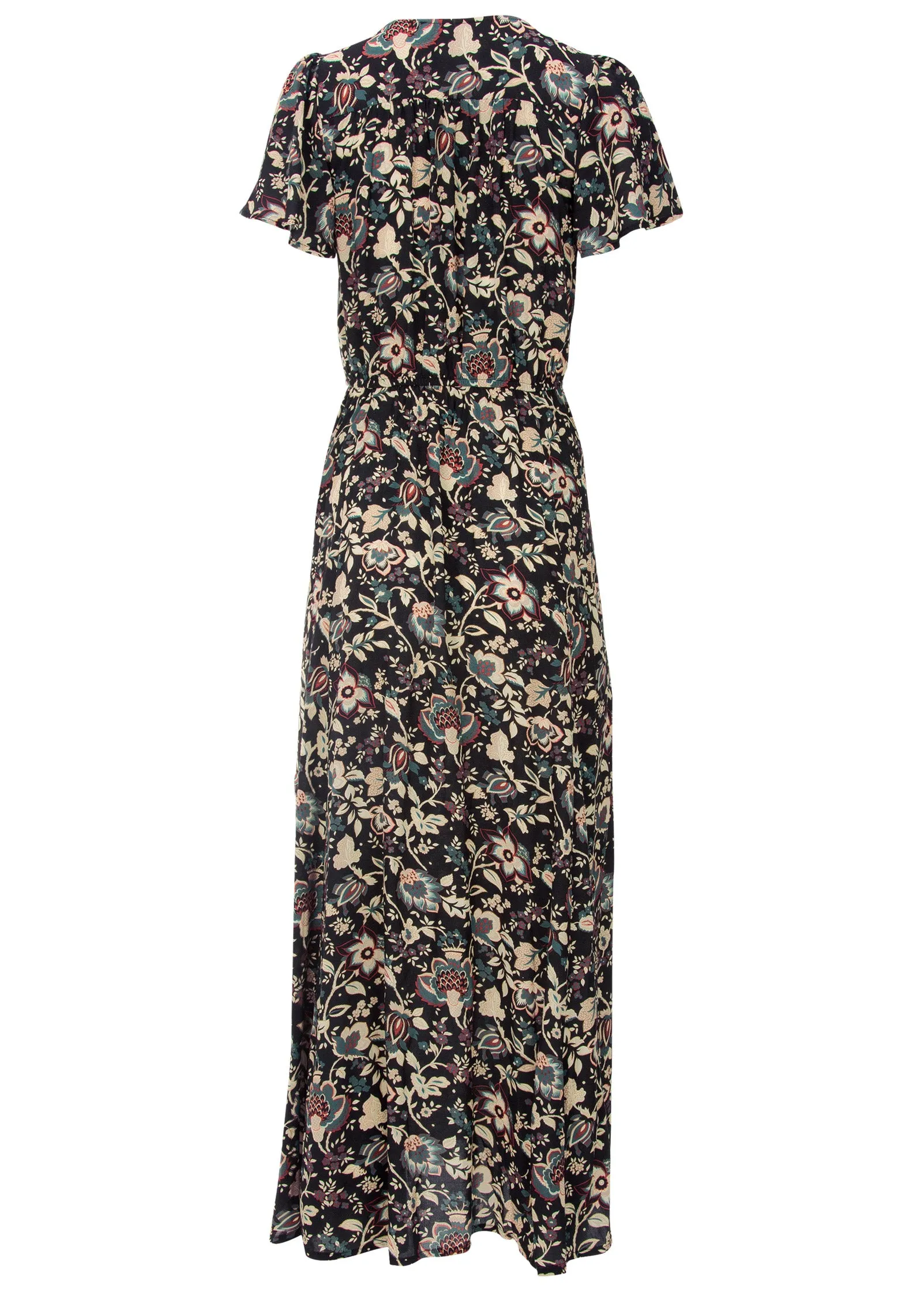 Abstract Print Maxi Dress - Black Floral