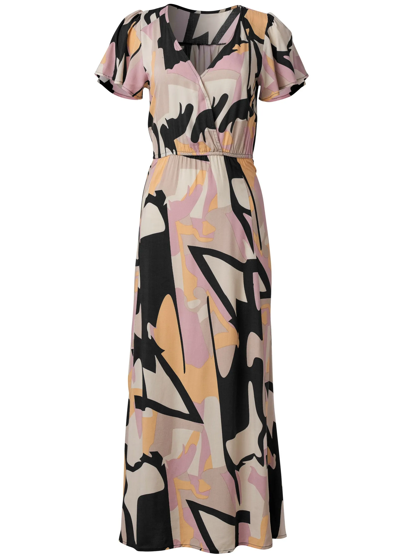 Abstract Print Maxi Dress - Navy Multi