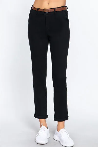 Active Basic Cotton-Span Twill Straight Pants