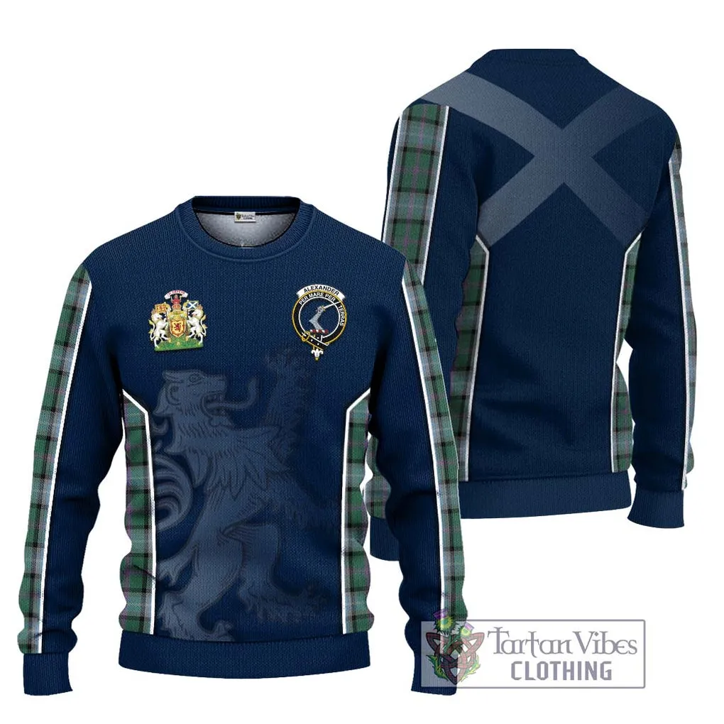 Alexander of Menstry Hunting Tartan Ugly Sweater with Family Crest and Lion Rampant Vibes Sport Style