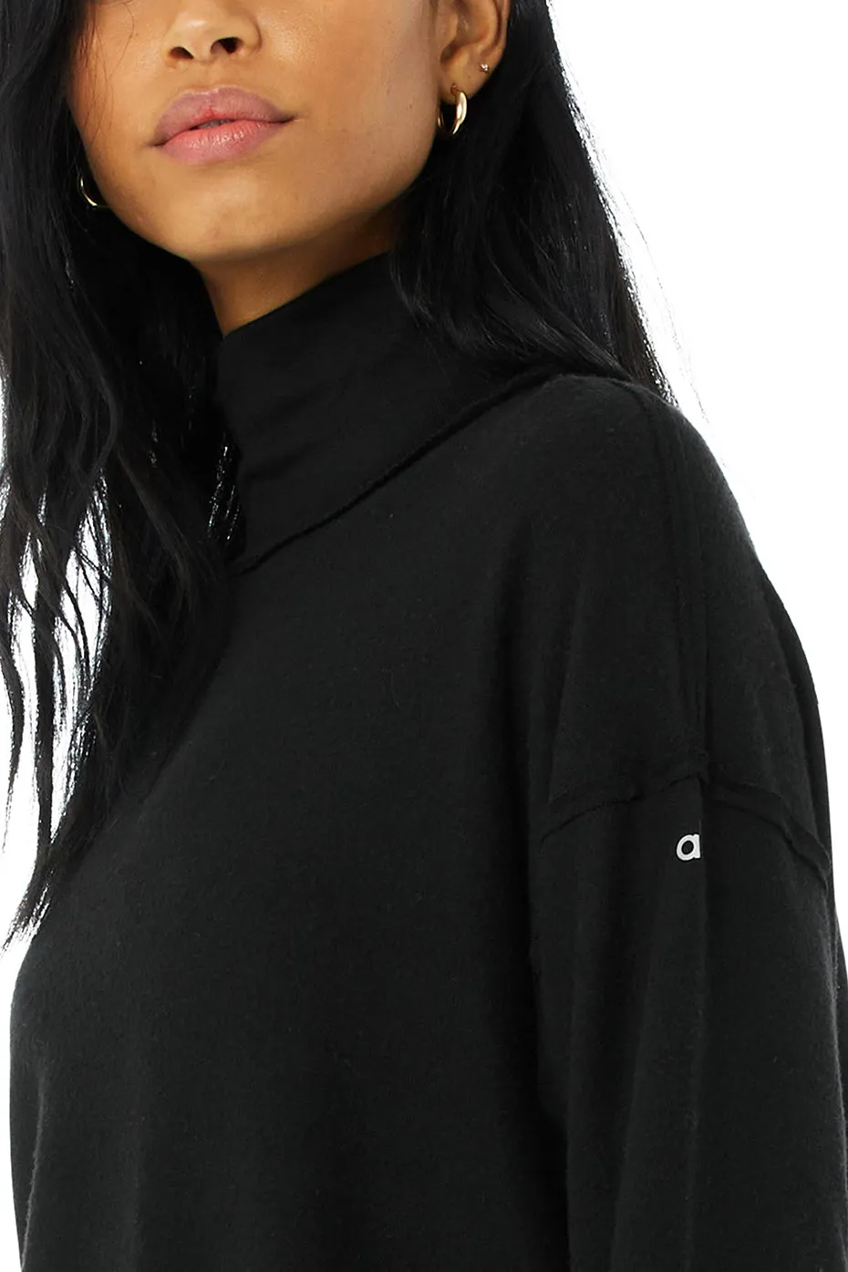 Alolux Soho Mock Neck Pullover - Black