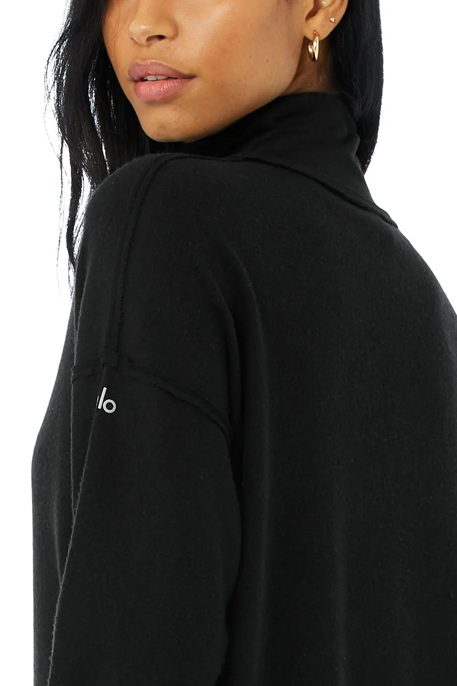 Alolux Soho Mock Neck Pullover - Black