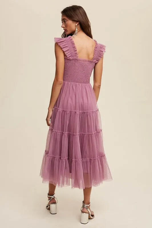 Amelie Tiered Tulle Midi Dress