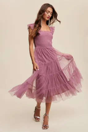 Amelie Tiered Tulle Midi Dress