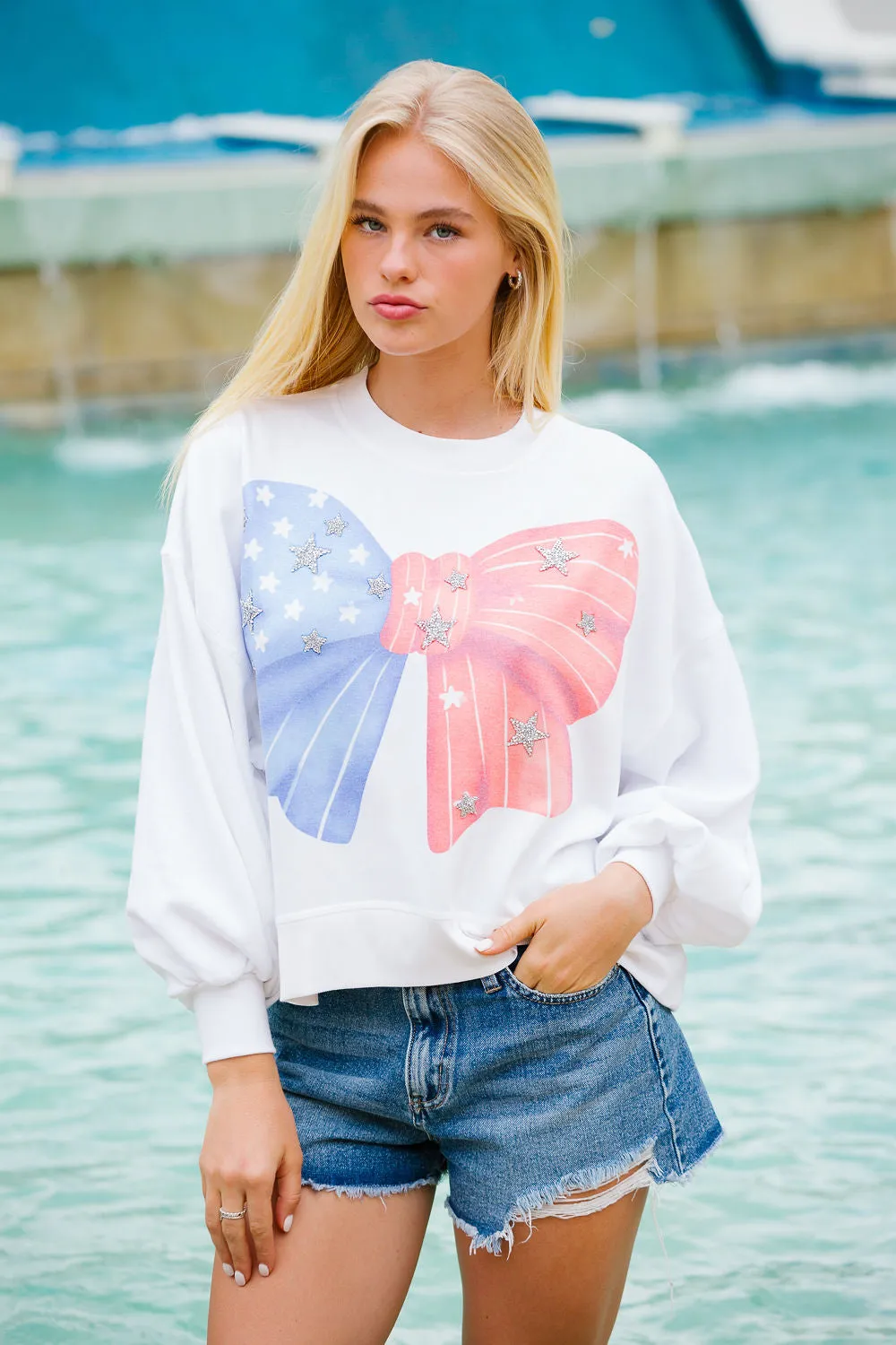 AMERICAN FLAG BOW PULLOVER