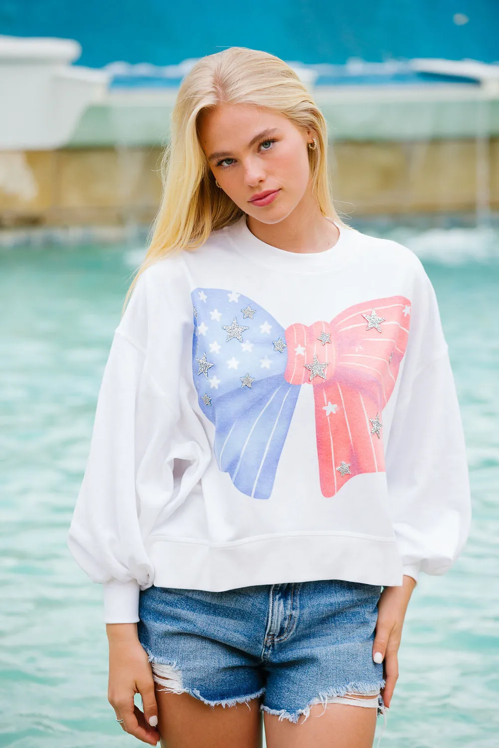 AMERICAN FLAG BOW PULLOVER