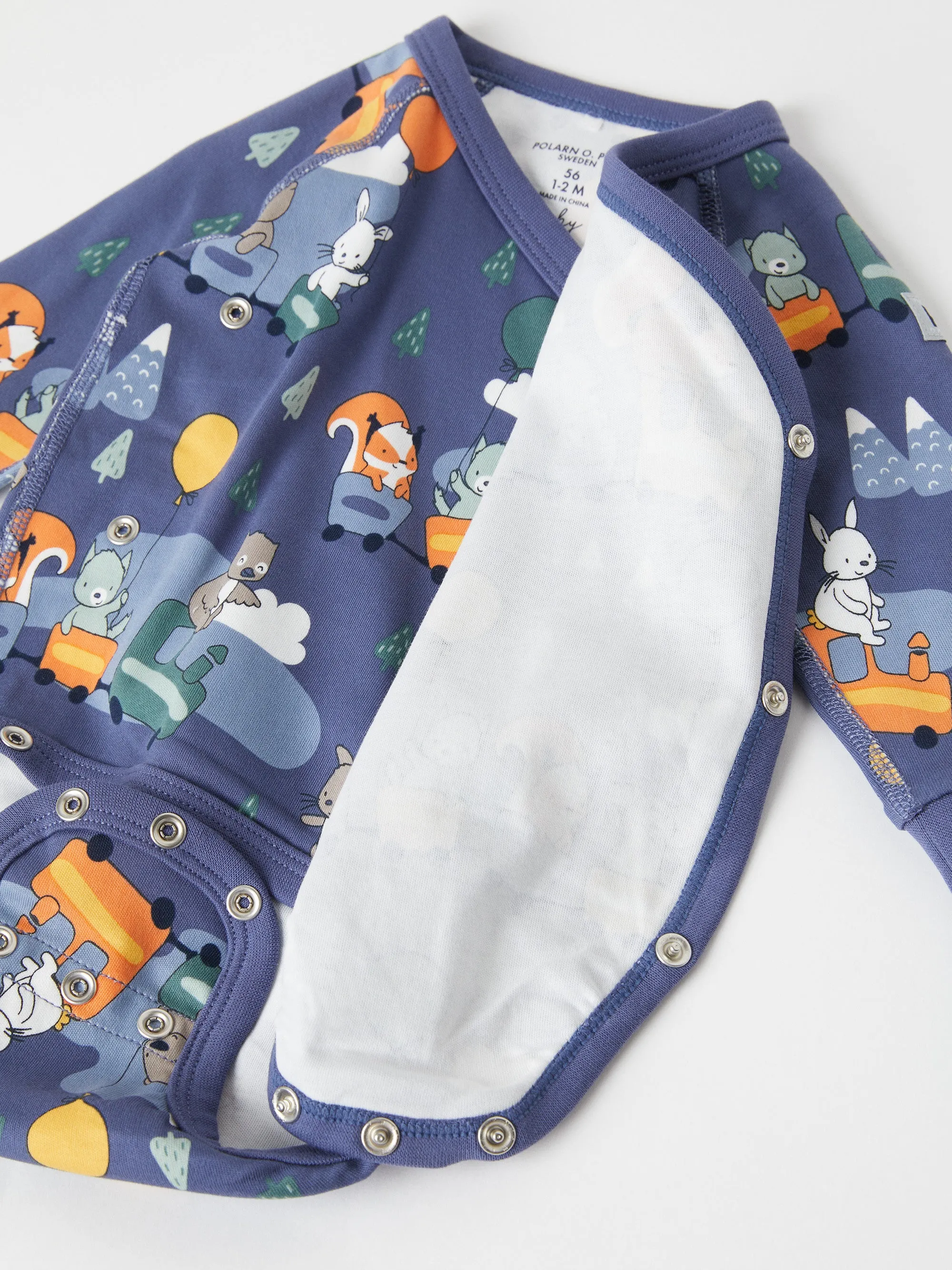 Animal Train Wraparound Babygrow