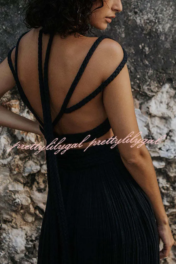 Aphrodite Draped Braids Crop Tank and Wrap Slit Maxi Skirt Set