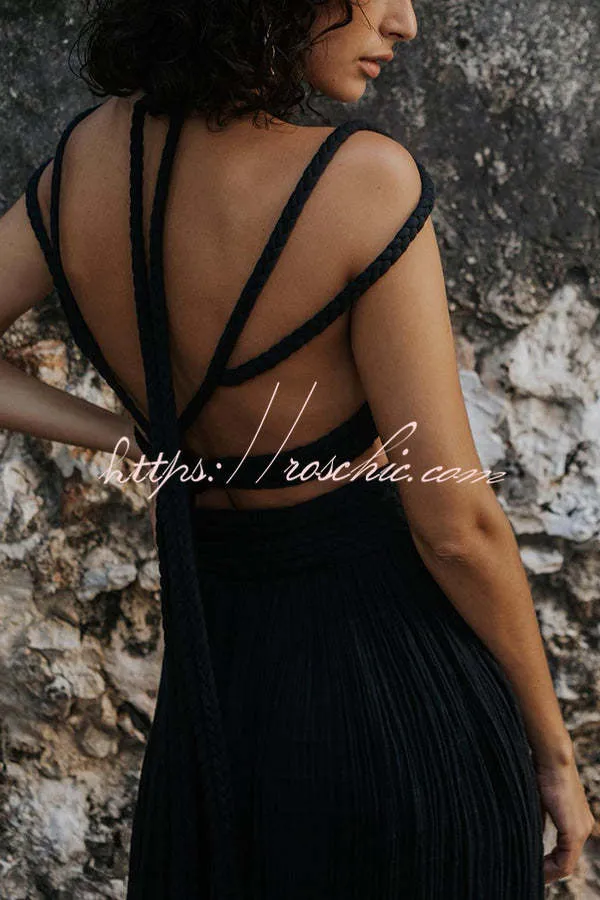 Aphrodite Draped Braids Crop Tank and Wrap Slit Maxi Skirt Set