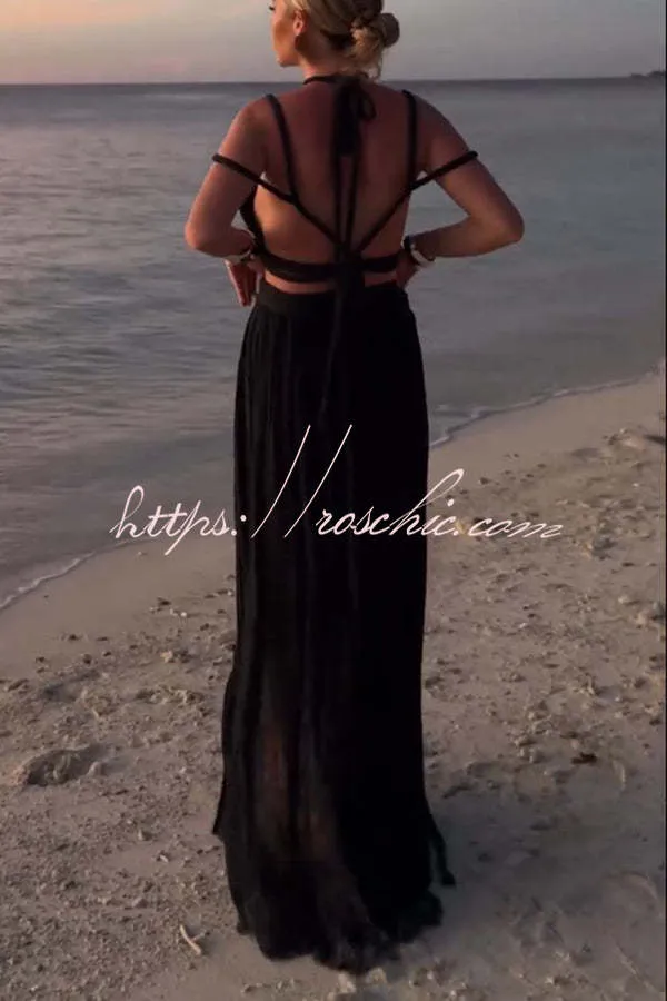 Aphrodite Draped Braids Crop Tank and Wrap Slit Maxi Skirt Set