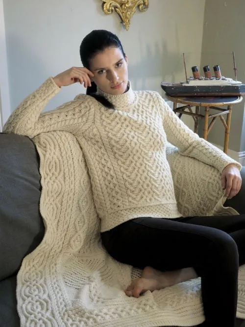 Aran Crafts Hearts High Neck Sweater | Natural