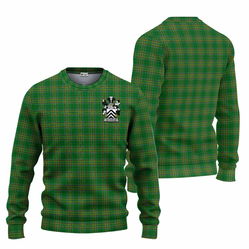 Archdekin Irish Clan Tartan Knitted Sweater with Coat of Arms