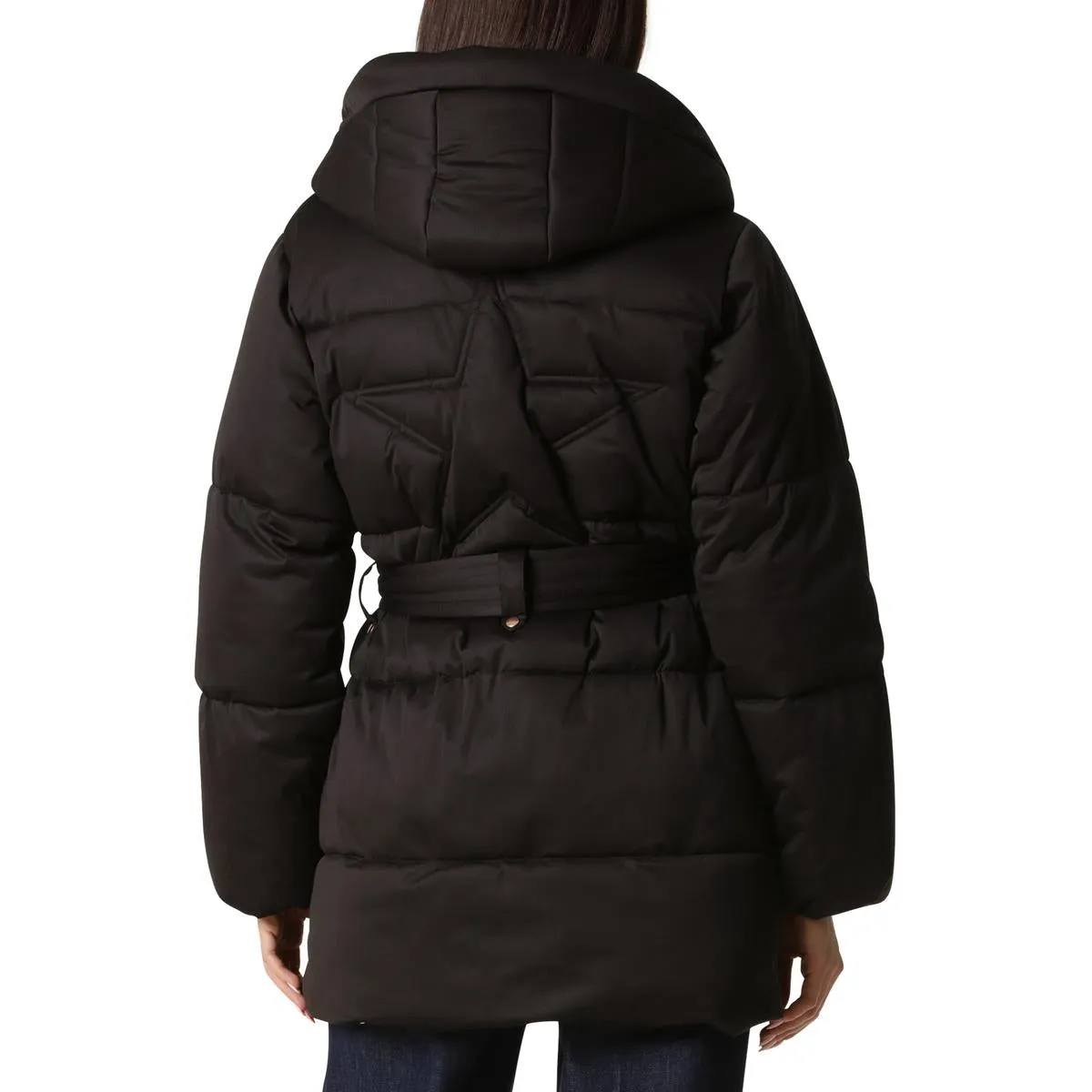 Avec Les Filles Women's Hooded Wrap Puffer Coat with Belt