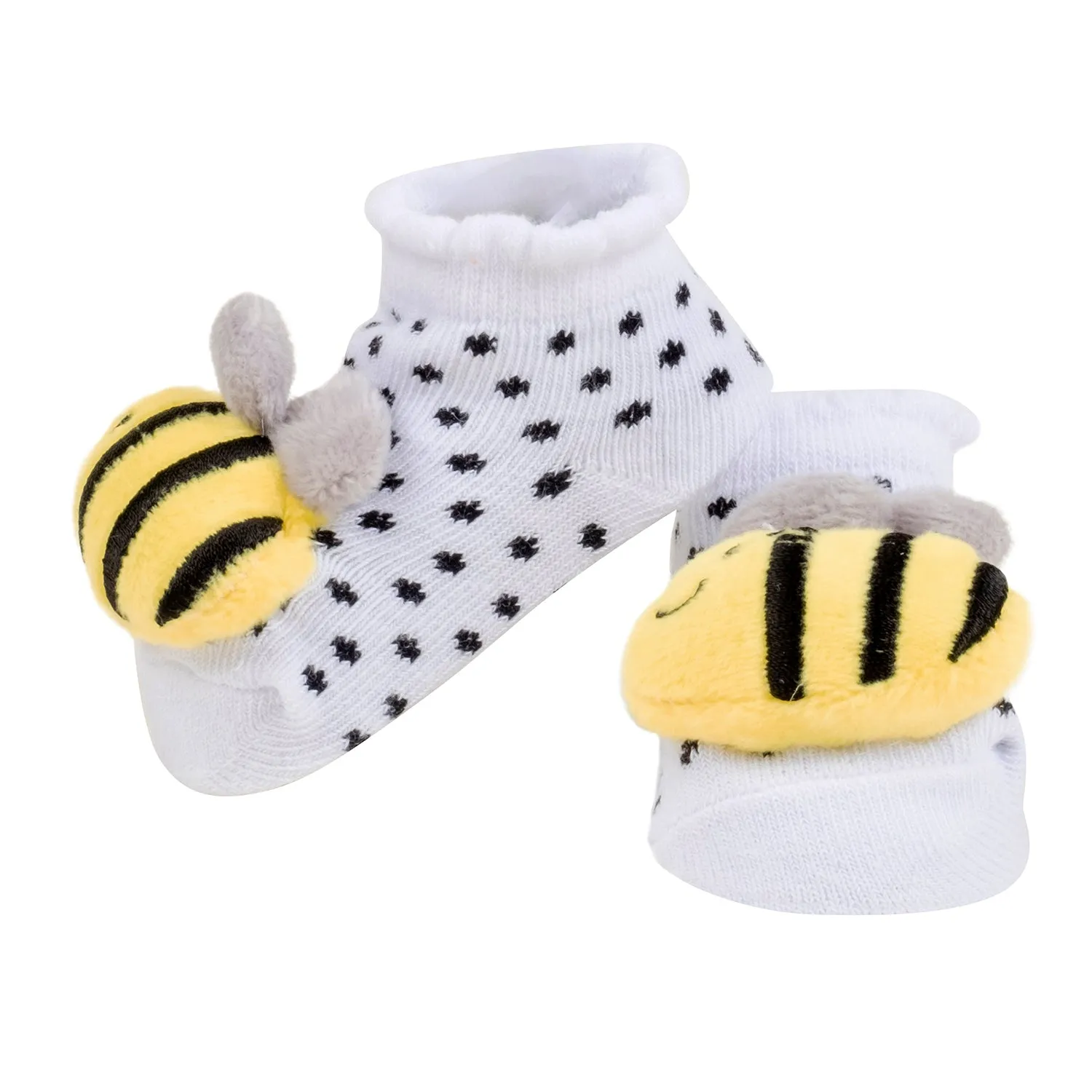 Baby Moo 3D Honey Bee Cotton Ankle Length Fancy Infant Gift Set of 2 Socks Booties - Pink, White