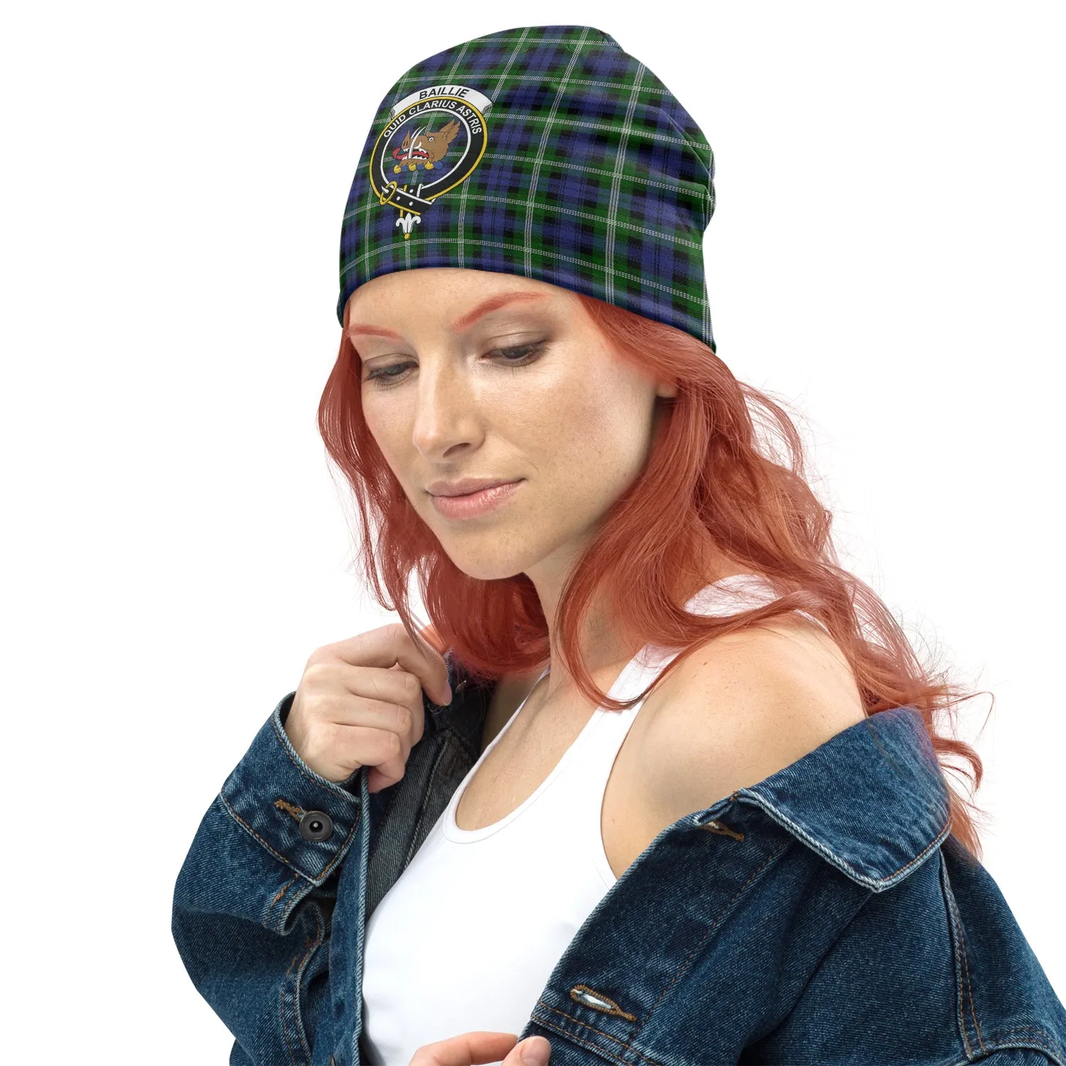 Baillie (Bailey) Tartan Beanies Hat with Family Crest