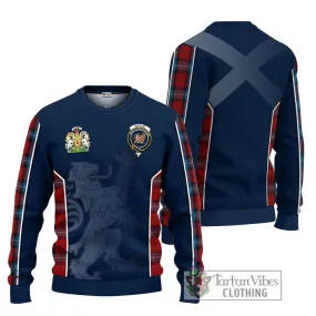 Baillie of Polkemmet Red Tartan Ugly Sweater with Family Crest and Lion Rampant Vibes Sport Style