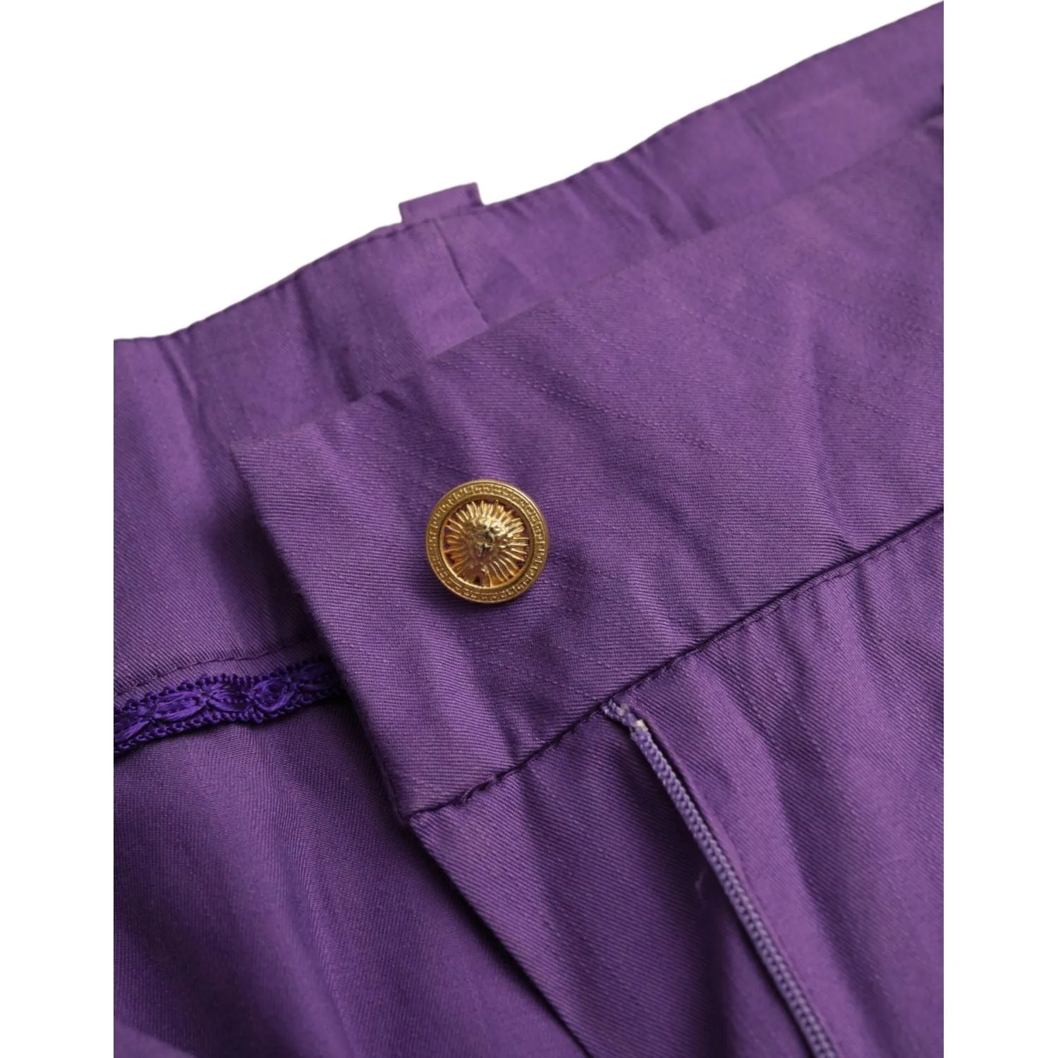 BENCIVENGA Purple Cotton MidWaist Straight Cropped Pants