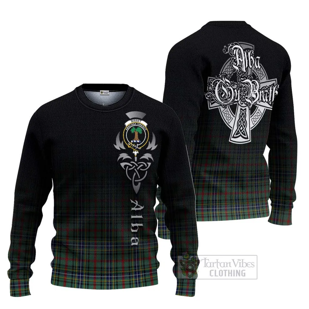 Bisset Tartan Ugly Sweater Featuring Alba Gu Brath Family Crest Celtic Inspired