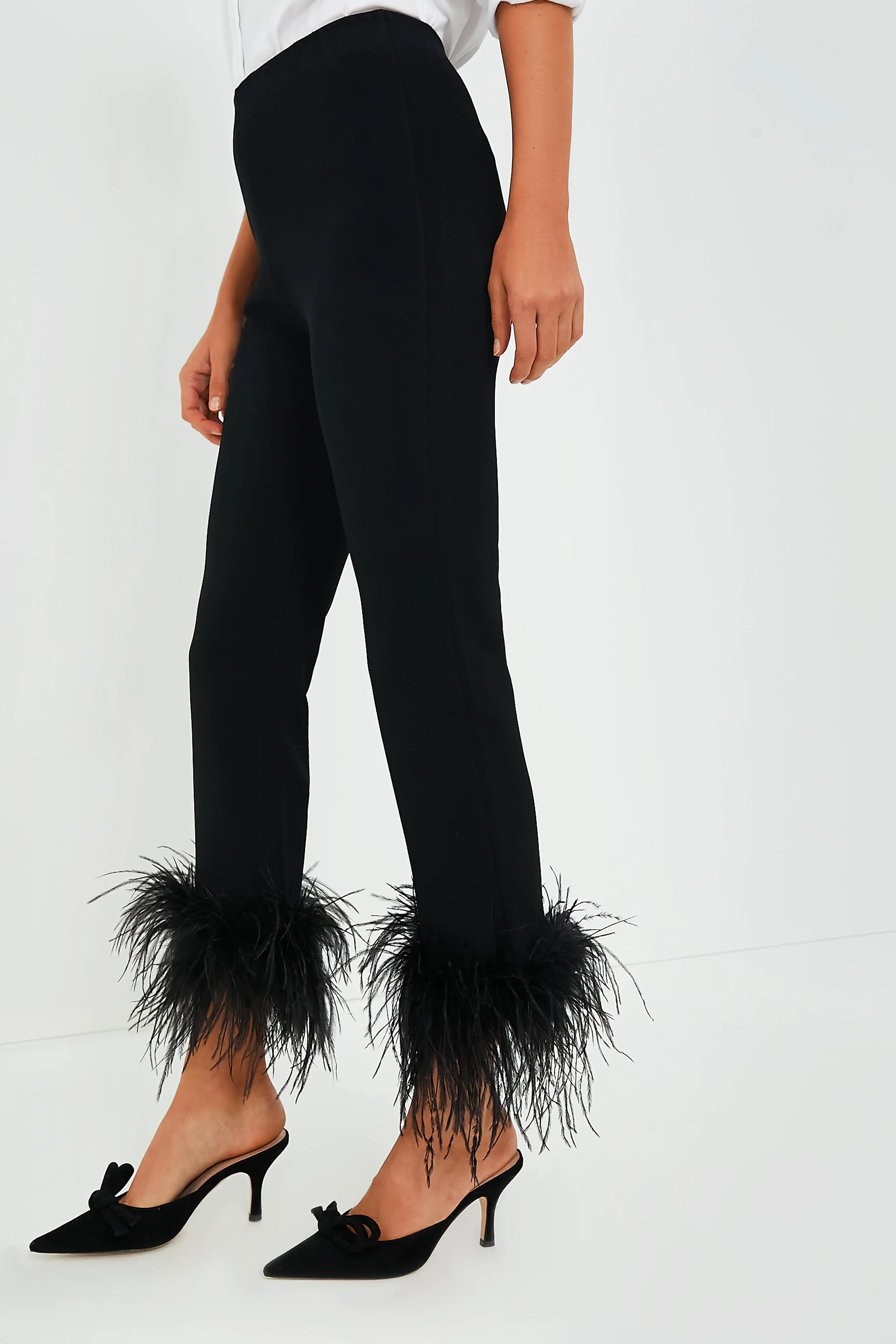 Black Feather Compression Knit Ashford Pants