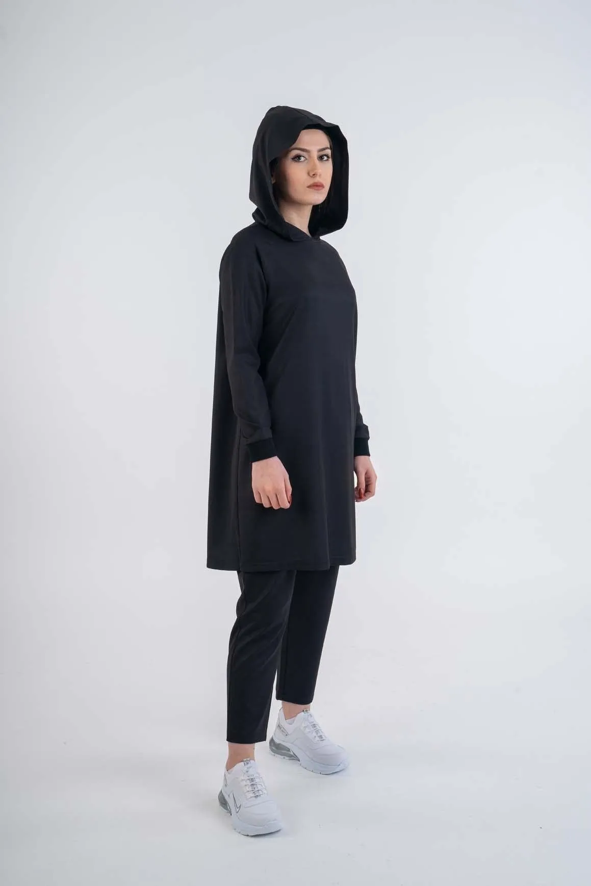 Black HOODED Sport Suit-Hijab Fashion Casual