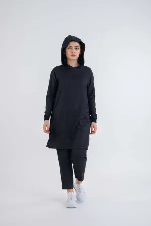 Black HOODED Sport Suit-Hijab Fashion Casual