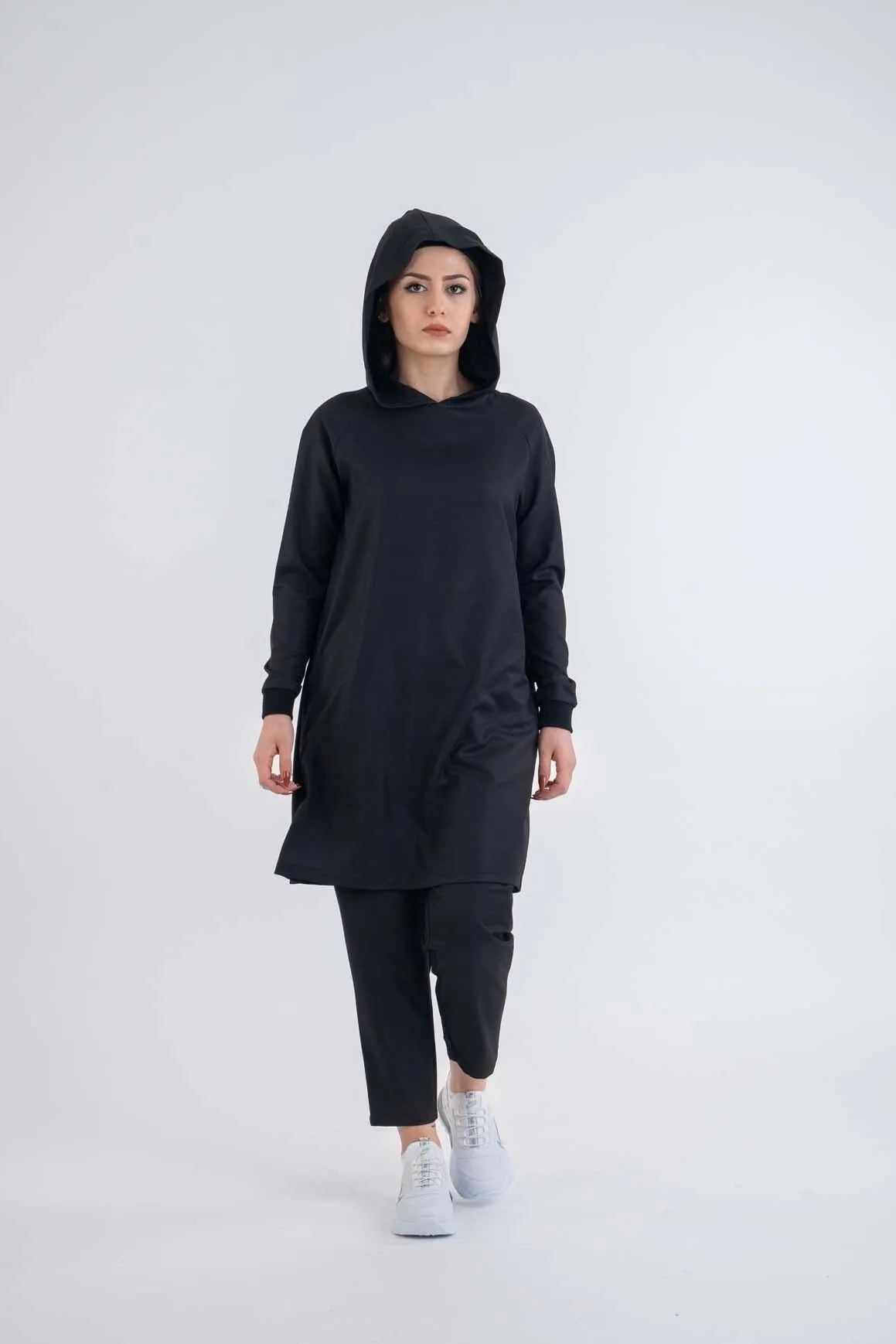 Black HOODED Sport Suit-Hijab Fashion Casual