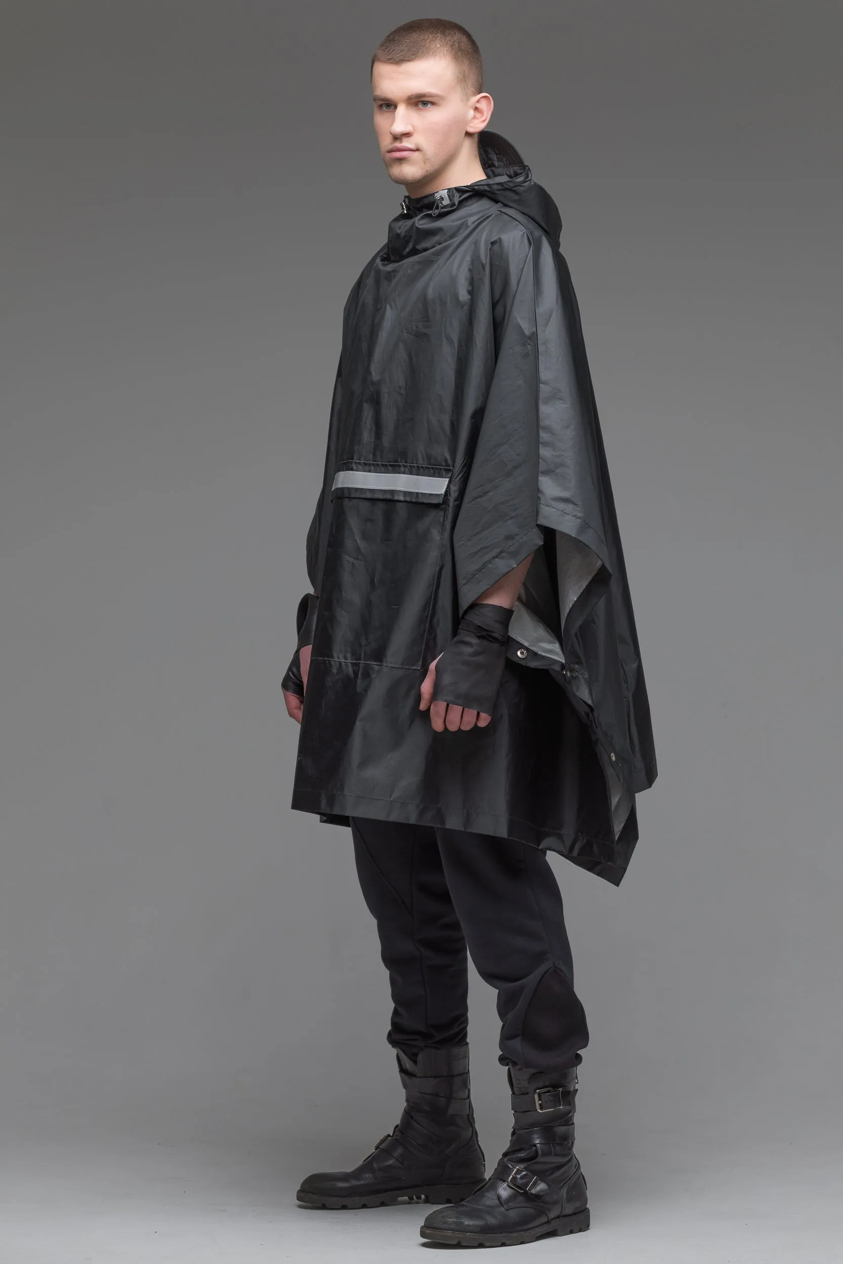 Black poncho raincoat