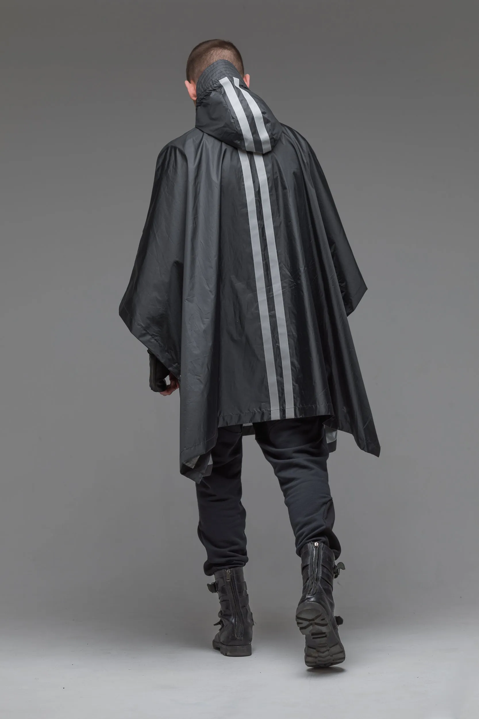 Black poncho raincoat