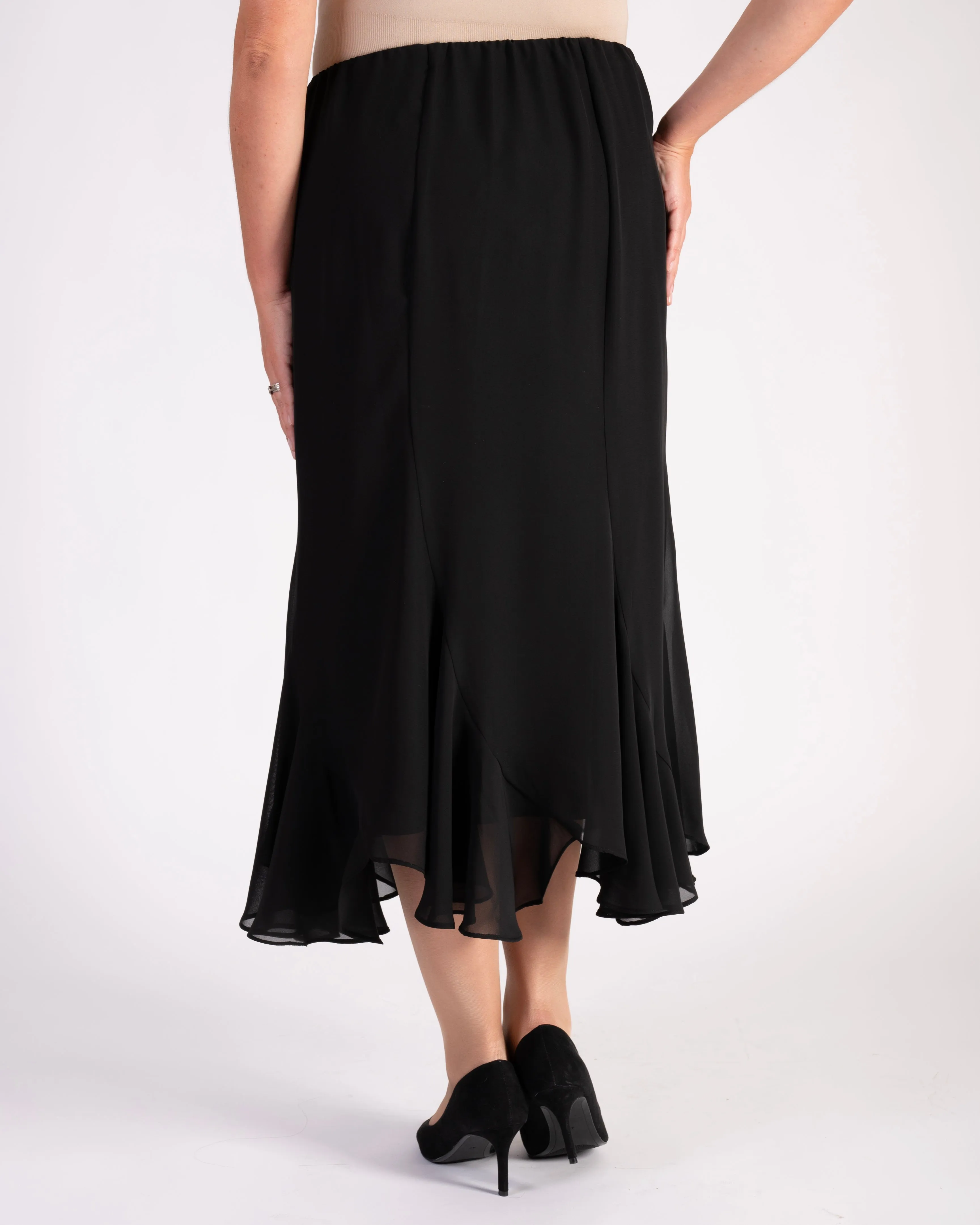 Black Six Panelled Crepe Chiffon Skirt