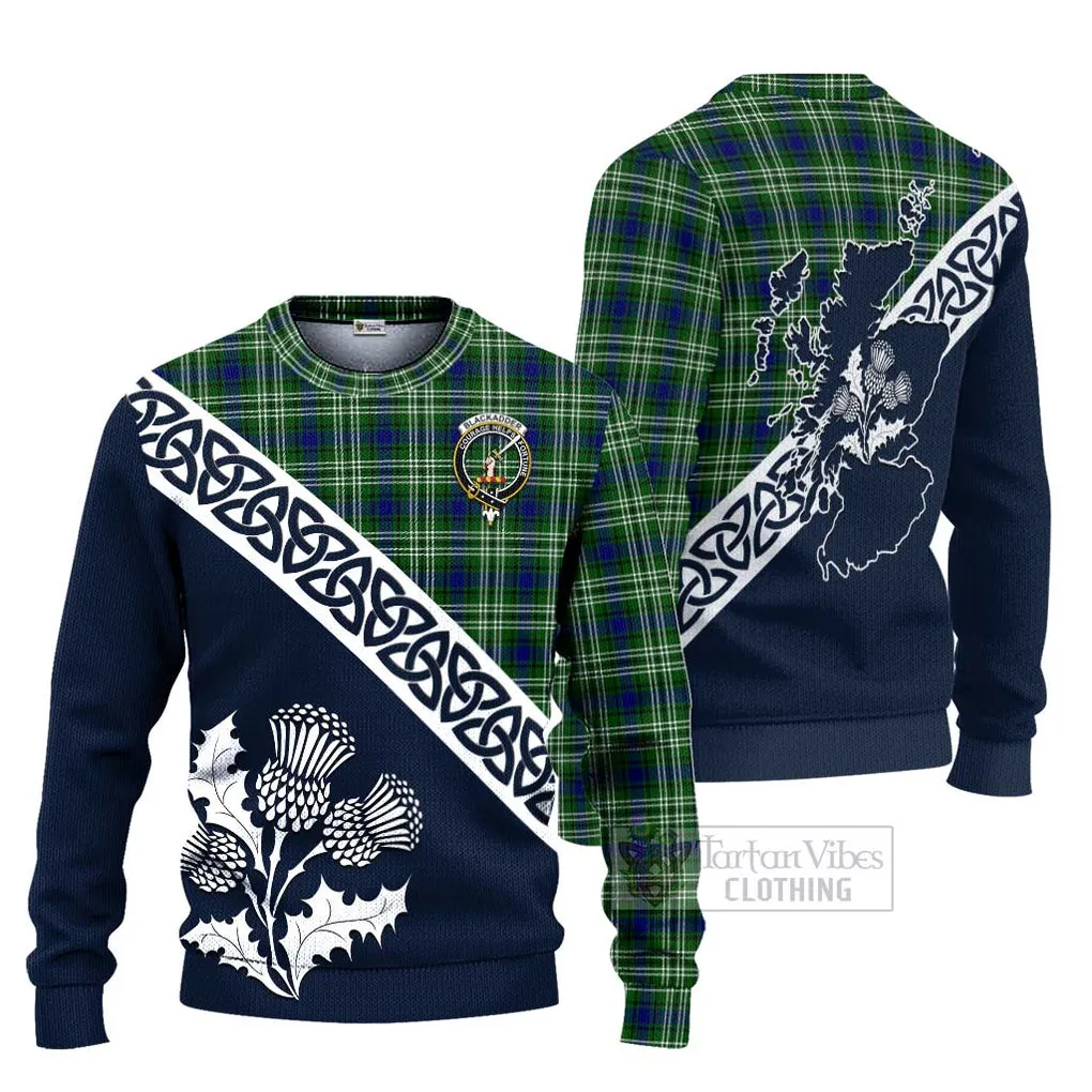 Blackadder Tartan Ugly Sweater Featuring Thistle and Scotland Map