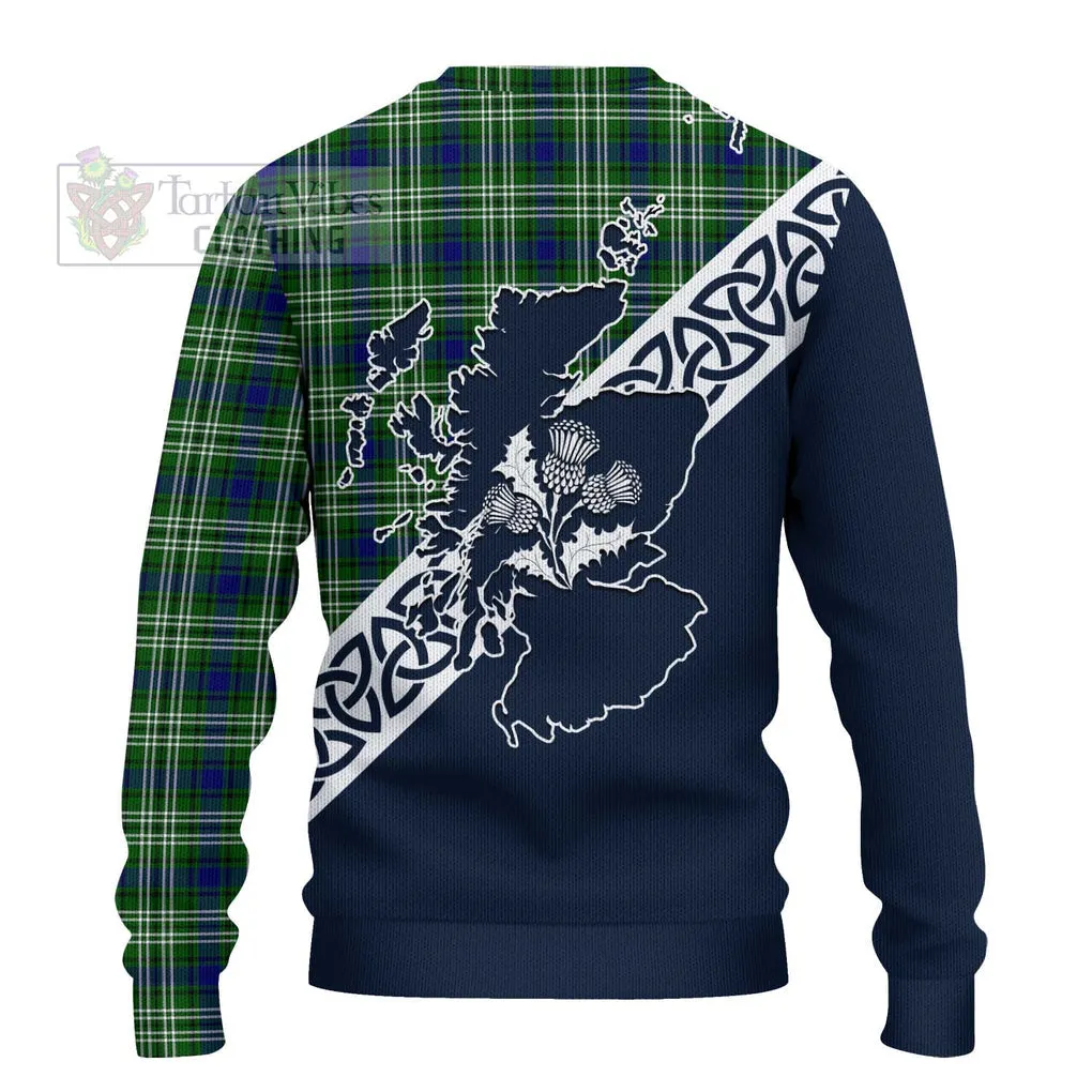 Blackadder Tartan Ugly Sweater Featuring Thistle and Scotland Map