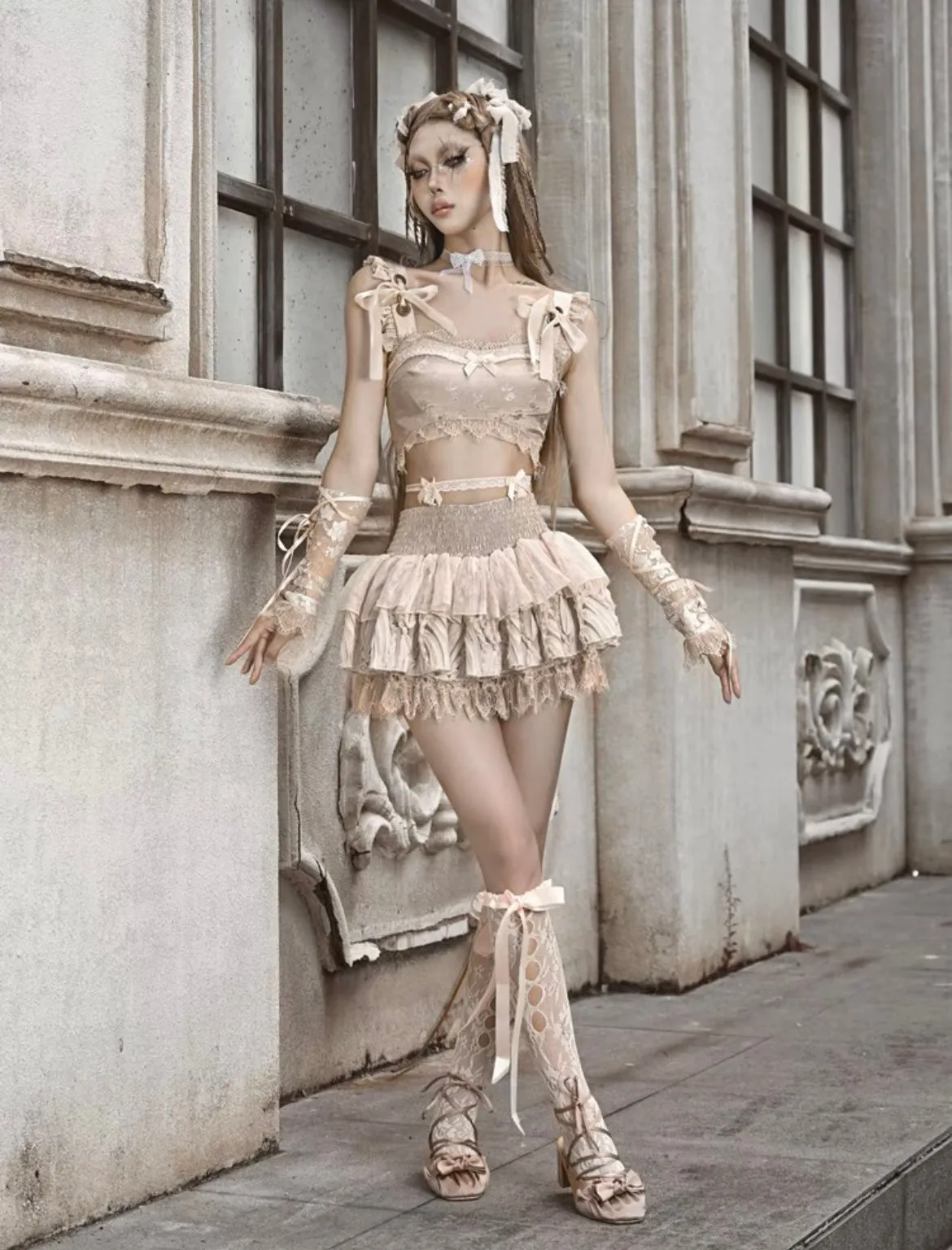 [Blood Supply] Lace Ballerina Corset Bralette Top Camisole