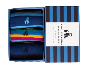 Blue Stripe Sock Box - 3 Pairs Bamboo Socks