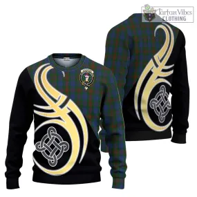 Buchanan Hunting Tartan Ugly Sweater with Family Crest and Celtic Symbol Style