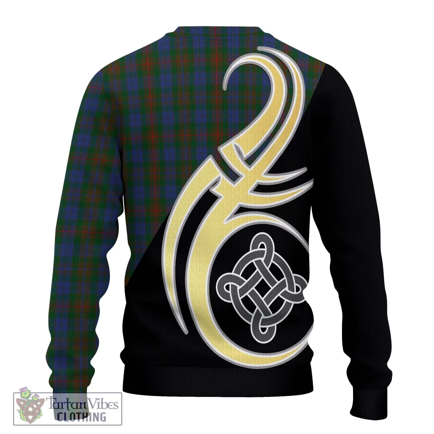 Buchanan Hunting Tartan Ugly Sweater with Family Crest and Celtic Symbol Style