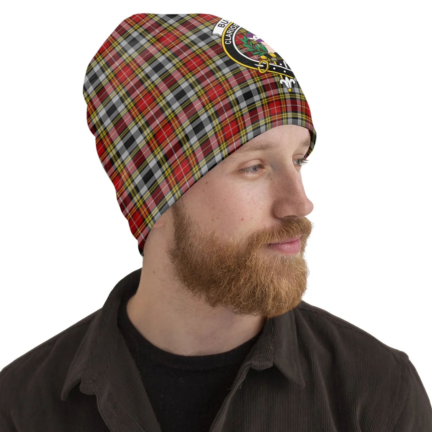 Buchanan Old Dress Tartan Beanies Hat with Family Crest