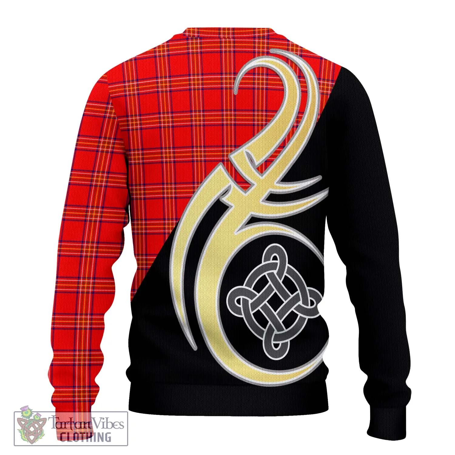 Burnett Modern Tartan Ugly Sweater with Family Crest and Celtic Symbol Style