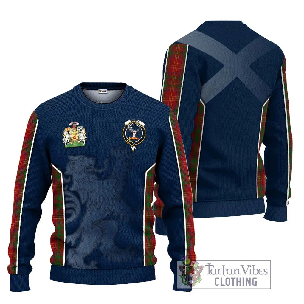 Burns Tartan Ugly Sweater with Family Crest and Lion Rampant Vibes Sport Style