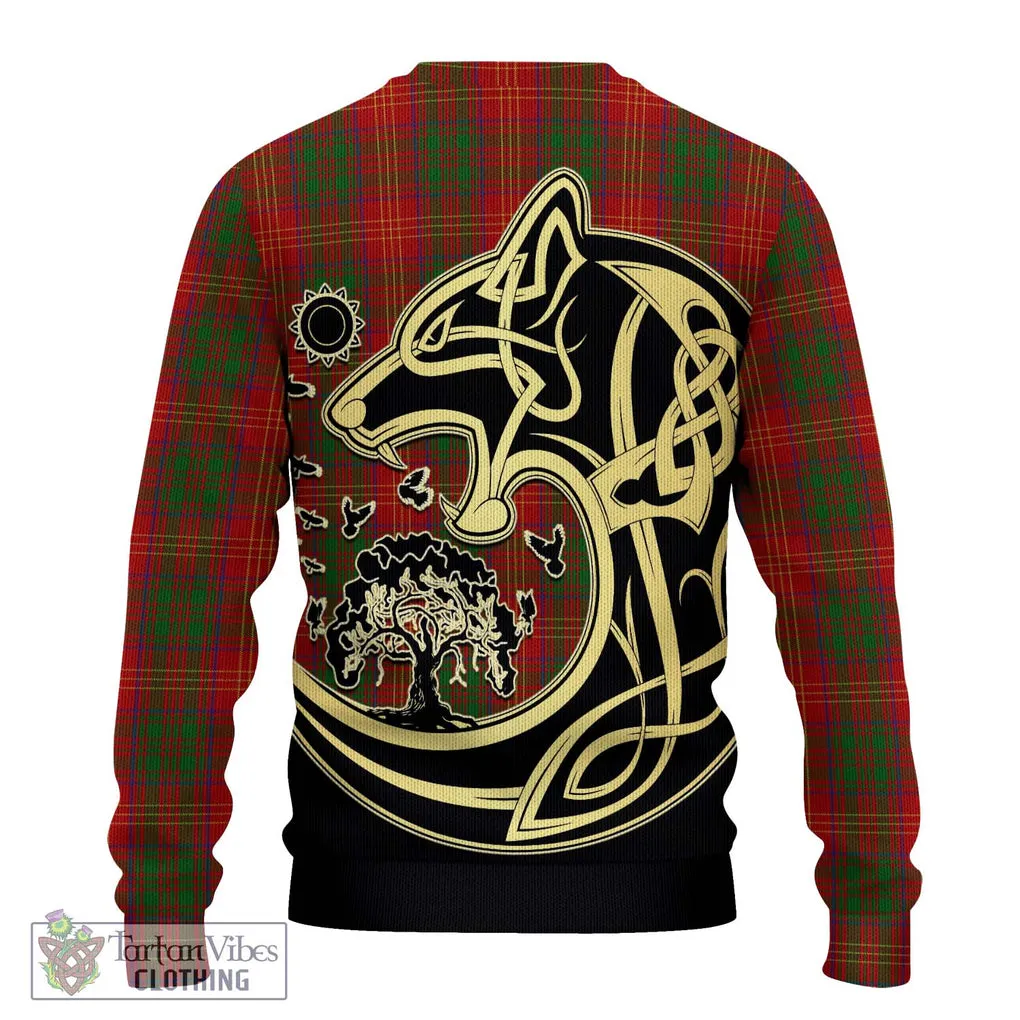 Burns Tartan Ugly Sweater with Family Crest Celtic Wolf Style