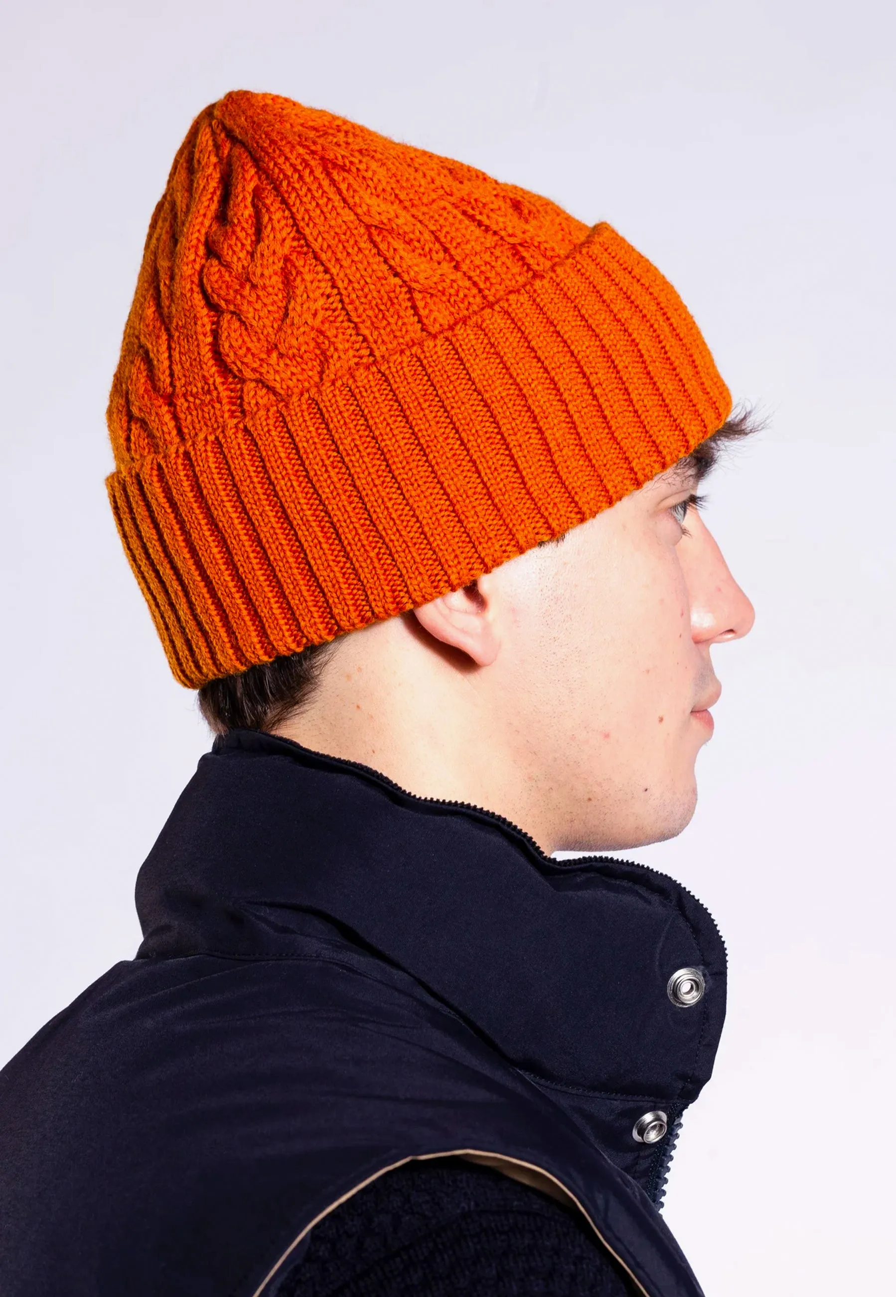 Cable Beanie - Burnt Orange