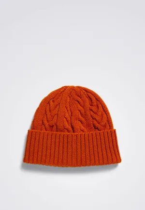 Cable Beanie - Burnt Orange